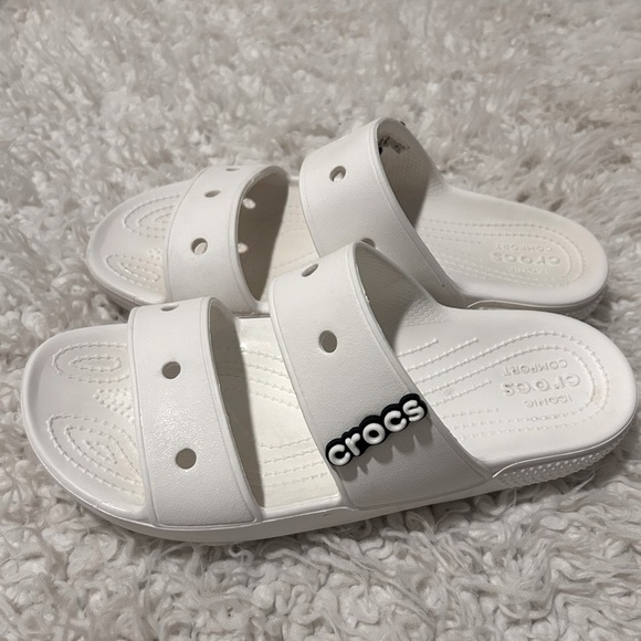 Clearance Crocs Women's Classic Slide Sandal Comfort Two Strap Slip On White 9 - Picture 1 of 5